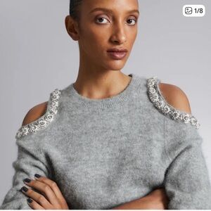 & Other Stories Light Gray Off-Shoulder Sweater